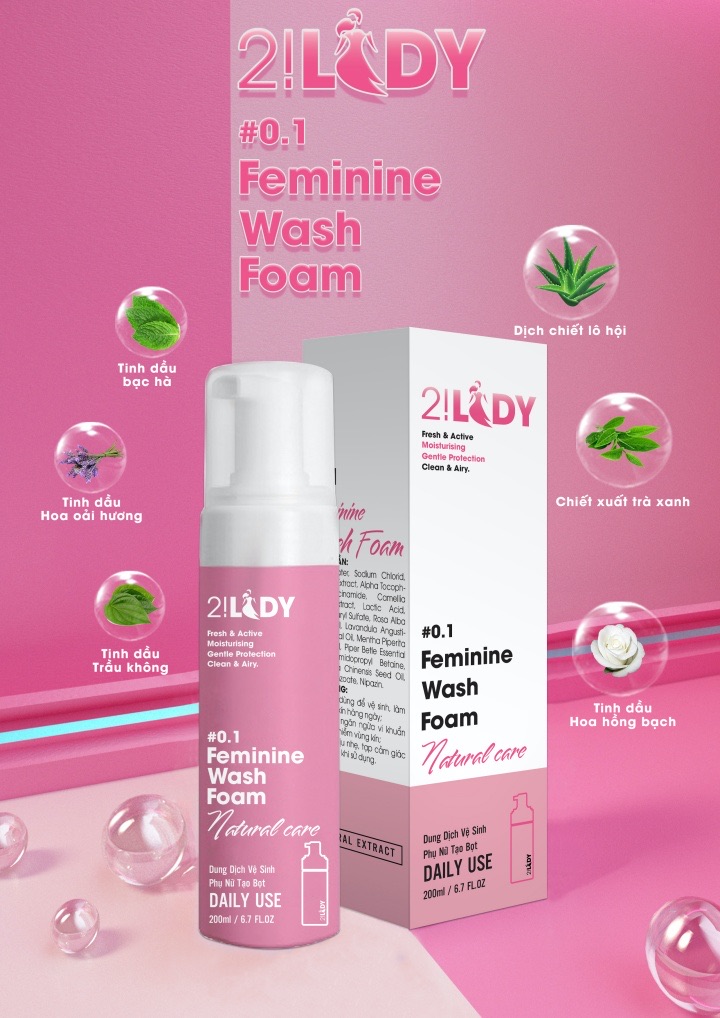 [CHÍNH HÃNG] Dung Dịch Vệ Sinh Tạo Bọt 2! LADY Feminine Wash Foam - Giúp Cô Bé luôn sạch sẽ thơm tho