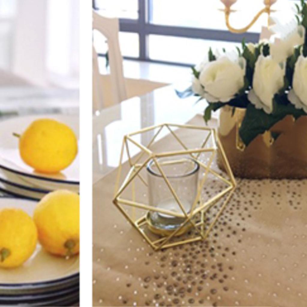 8pcs 3D Geometric Wedding Geometric Candlestick Candle Tea Light Holder Gold