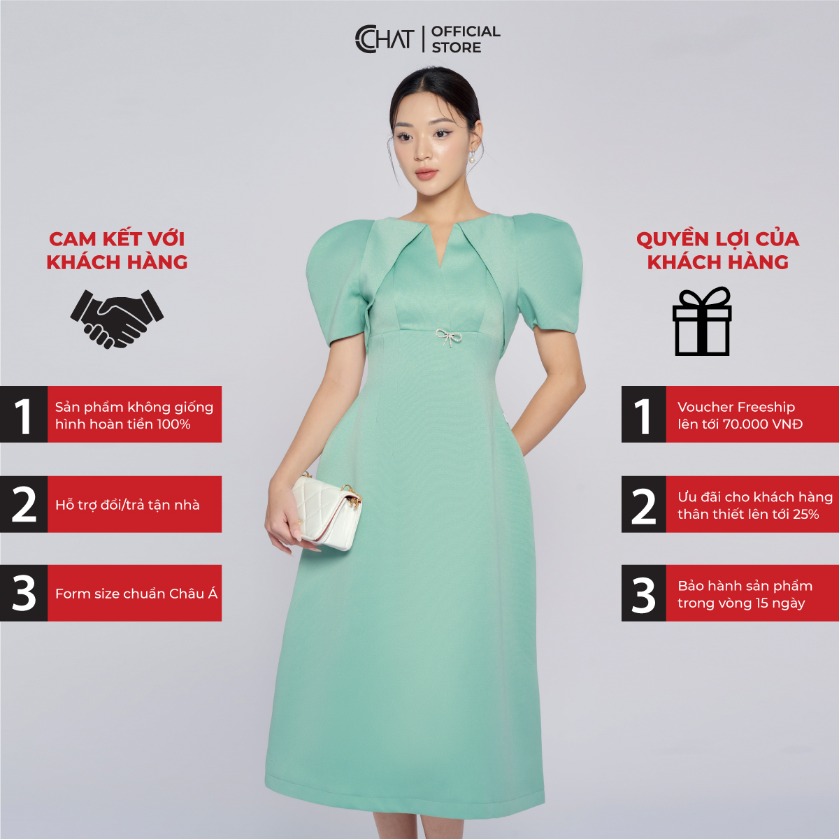 Đầm Nữ Dáng A Cổ Lật Tay Bồng Chất Tuytsi Cao Cấp Thanh Lịch 13VNS2010AT