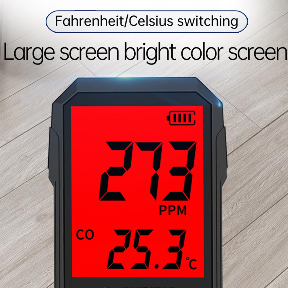 Handheld Carbon Monoxide Detector Portable Carbonic Oxide Concentration Testing Meter with Temperature Test and Sound Light Alarm Function