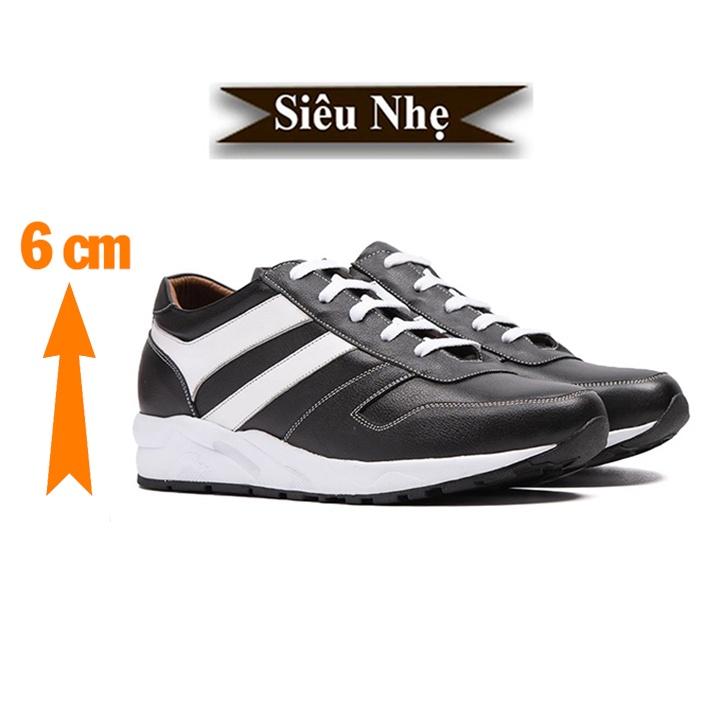 Giày Cao Nam T&TRA Cao 6Cm- T20 Đen Cao - Chất Liệu Da Bò Cao Cấp Đế và Lót Tăng Chất Liệu EVA Siêu Nhẹ