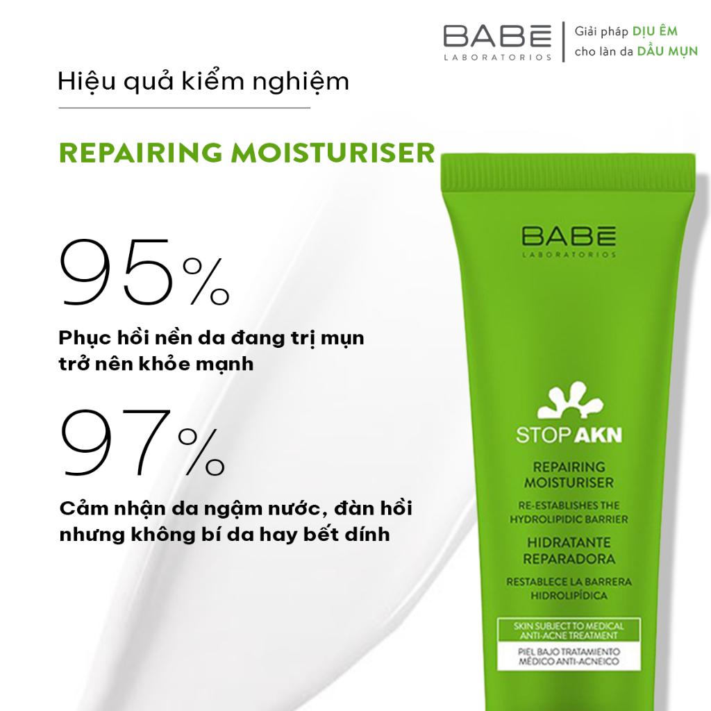 Kem dưỡng phục hồi da sau treatment, thấm siêu nhanh Babe Stop Akn Repairing Moisturiser 50ml