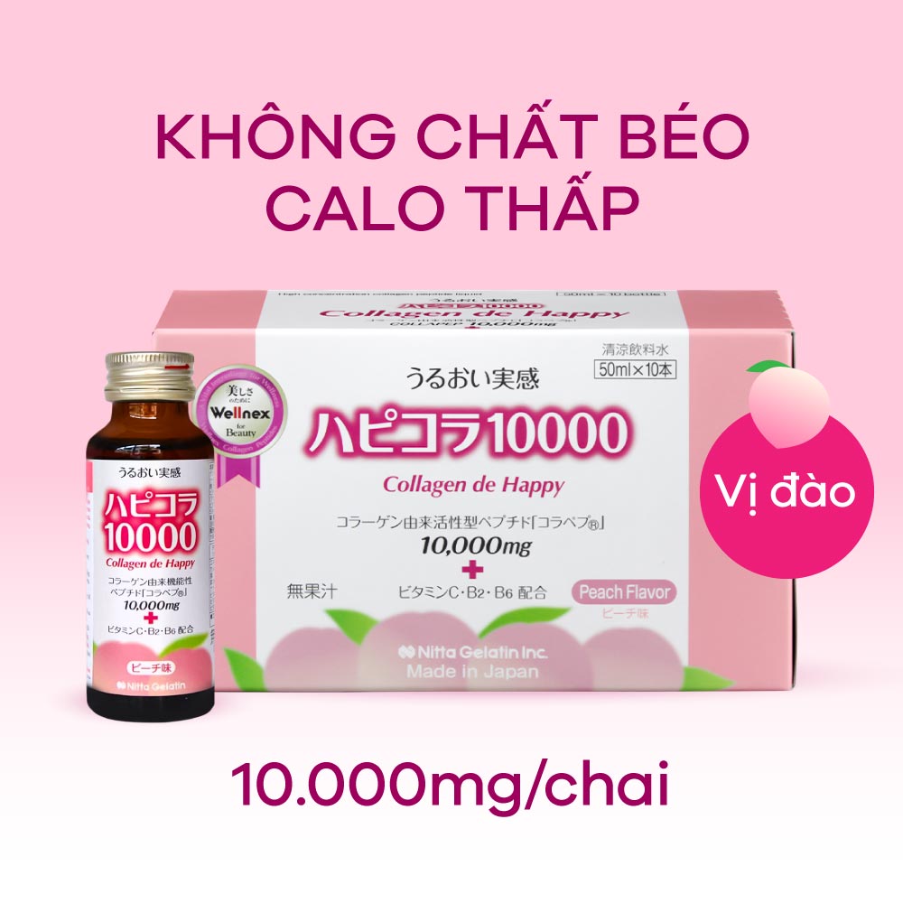 Collagen nước đậm đặc De Happy 10.000 mg ( Nhật ) Tăng sức độ đàn hồi, giảm nếp da, làm chậm quá trình lão hóa da, khớp, tăng cường sức khỏe tổng thể - QuaTangMe Extaste