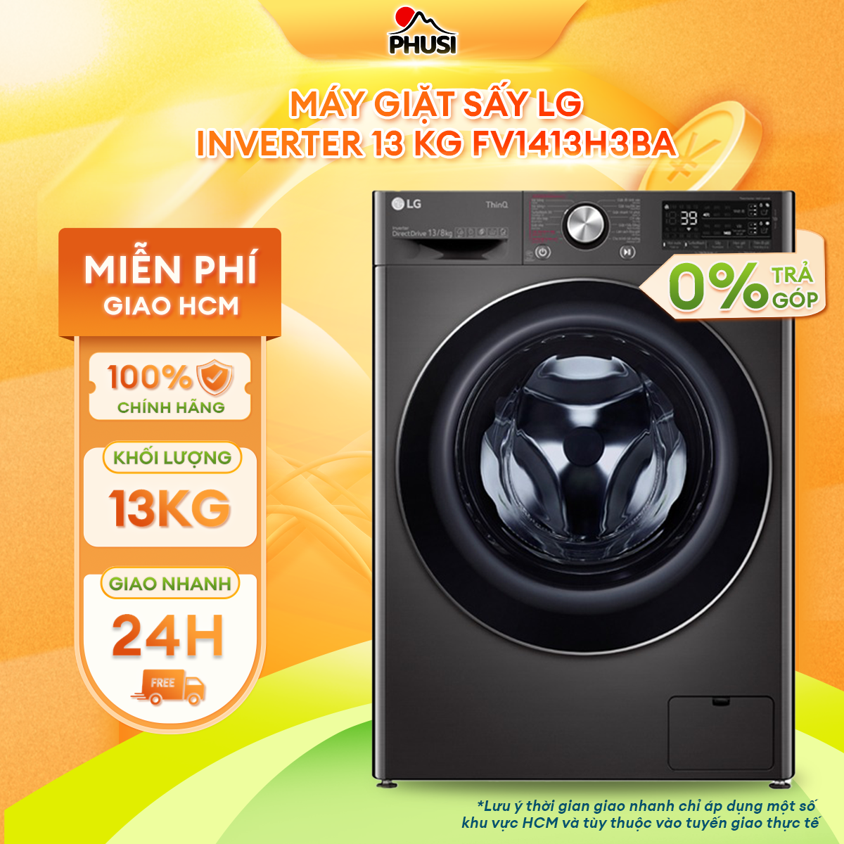 Máy giặt sấy LG Inverter 13 kg FV1413H3BA - Chỉ giao tại HCM