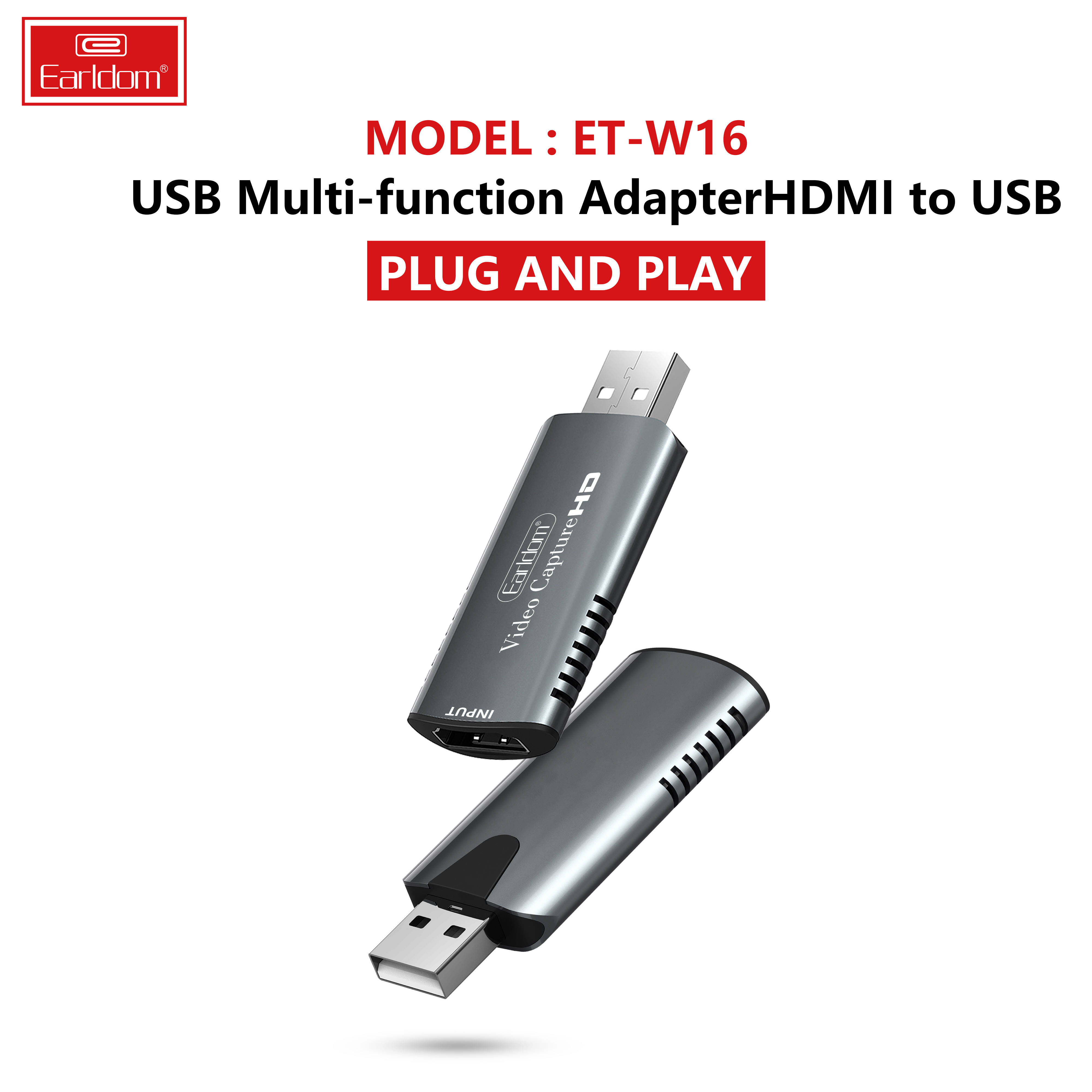 Bộ Chuyển HDMI to USB Video Capture Earldom W16 - Hỗ Trợ Live Stream, Ghi Hình Từ Điện Thoại, Camera, PS4, XBOX - Hàng Chính Hãng