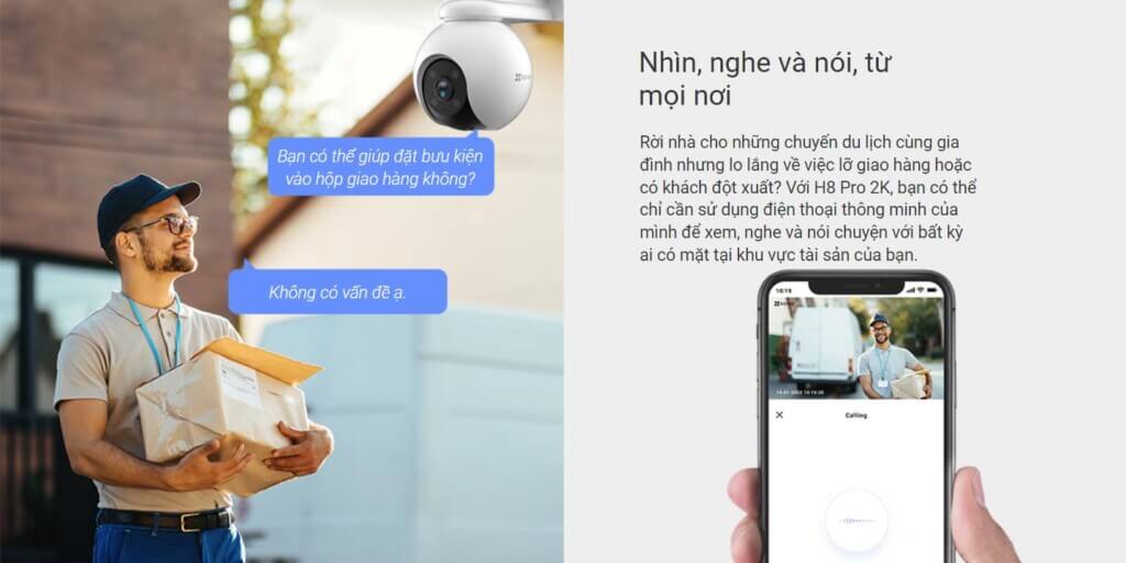 Camera WiFi EZVIZ H8 3K - Độ Phân Giải 5MP, Bao Phủ Toàn Cảnh 360 Độ, Phát Hiện Con Người, Đàm Thoại 2 Chiều - HÀNG CHÍNH HÃNG