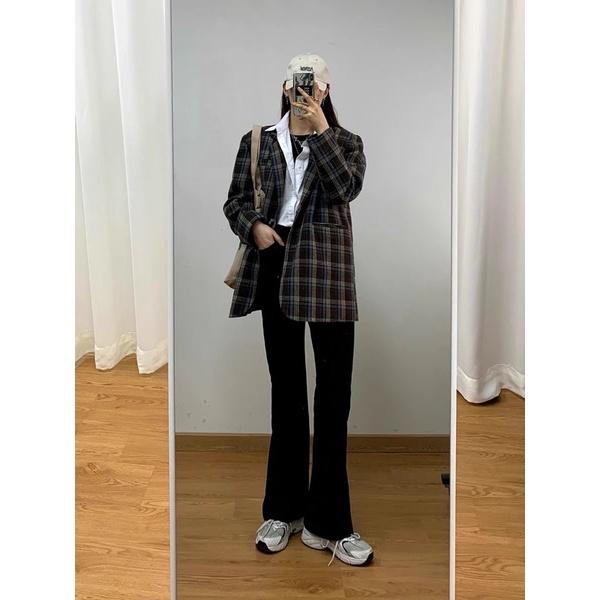 Quần jeans ống vẩy tôn dáng hai màu Nâu/Đen kèm feedback