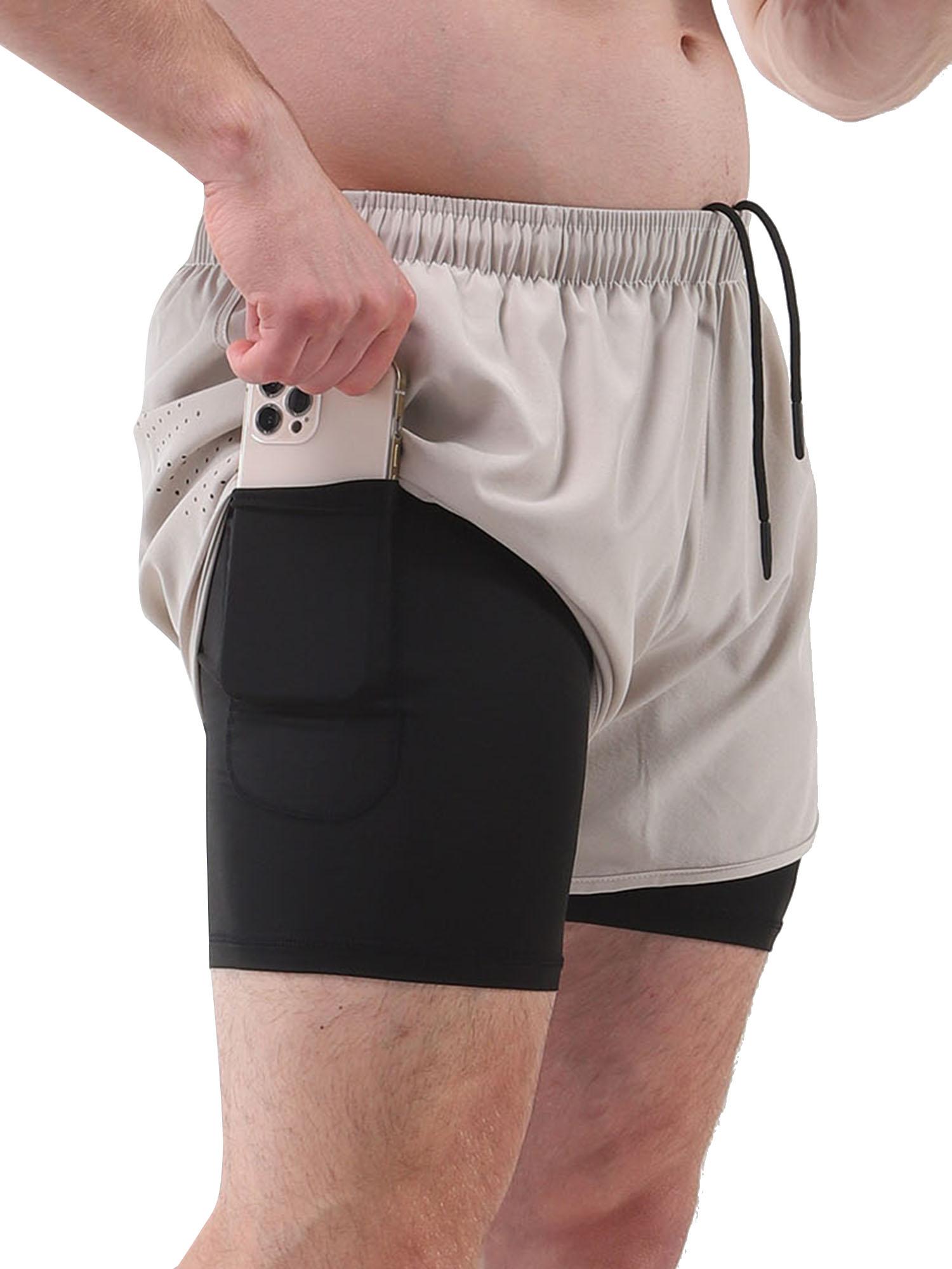 Quần short thể thao nam có lót 2 trong 1 kèm túi Quần short thể dục chạy xe đạp nhanh khô