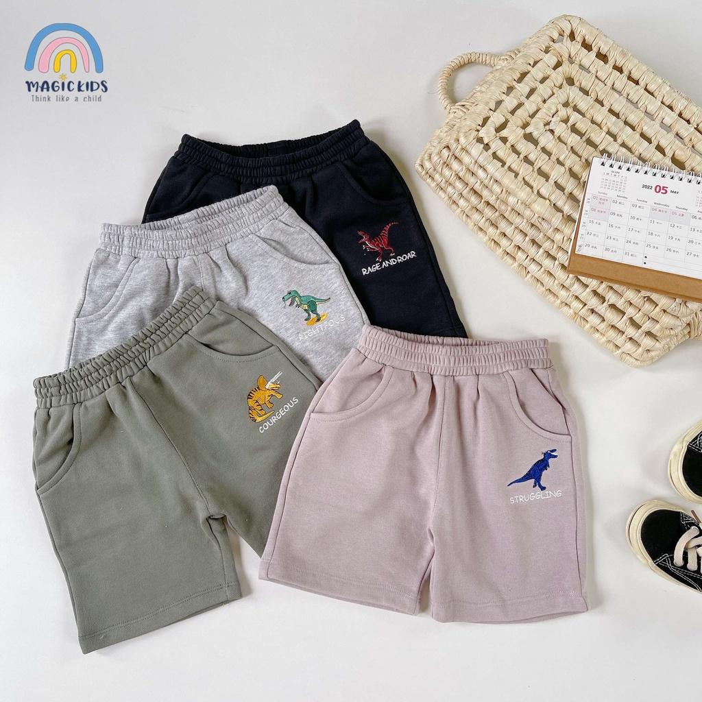 Quần đùi cotton bé trai thoáng mát thấm hút mồ hôi in hình ô tô cho trẻ em đi học đi chơi Magickids QĐ22010