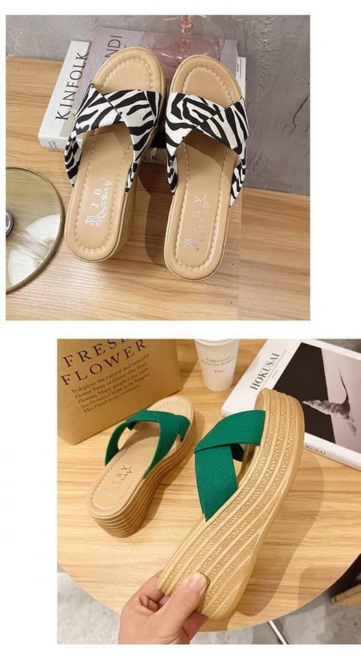 Dép Đế Xuồng Quai Xoắn Cao 7cm Sz 38