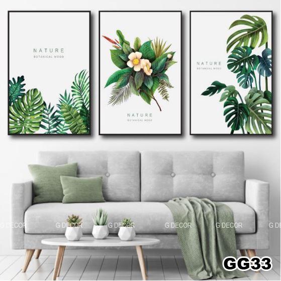 Tranh treo tường canvas 3 bức phong cách hiện đại Bắc Âu 29, tranh decor trang trí phòng khách, phòng ngủ, phòng ăn, spa