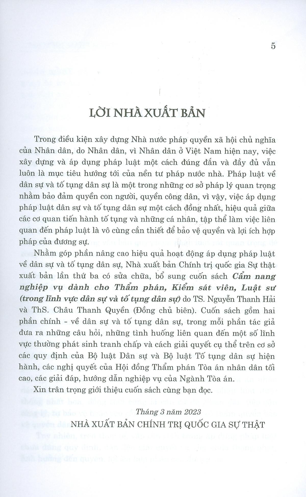 Cẩm Nang Nghiệp Vụ Dành Cho Thẩm Phán, Kiếm Sát Viên, Luật Sư