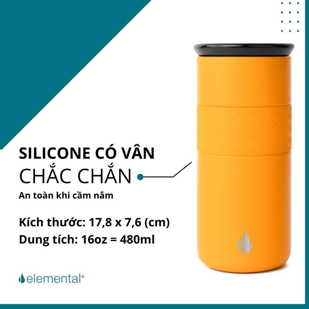 LY GIỮ NHIỆT ARTISAN ELEMENTAL MÀU VÀNG CAM (480ML), ĐẠT CHUẨN FDA HOA KỲ, AN TOÀN SỨC KHỎE, THÉP 304 KHÔNG GỈ, GIỮ NÓNG LẠNH 