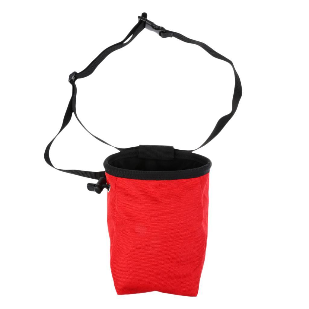 2 Pieces Blue + Red Waterproof Anti-slip Rock Climbers Climbing Caving Bouldering Chalk Bag Storage with Adjustable Waist Belt