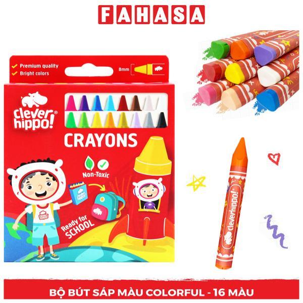 Hộp 16 Bút Sáp Màu Colorful - Clever Hippo 1601