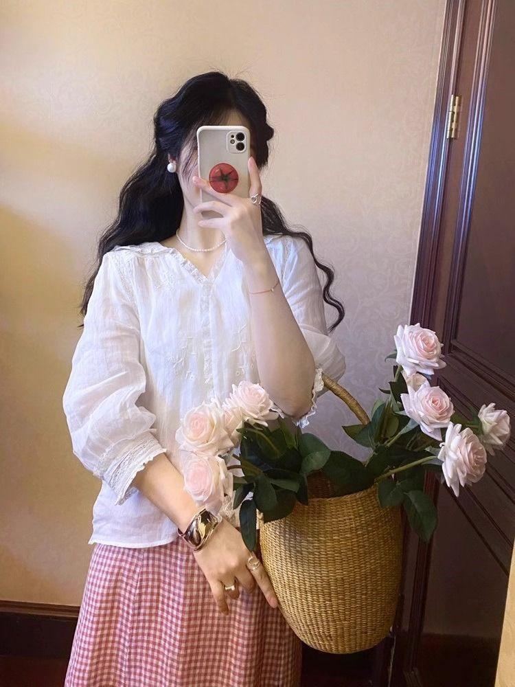DIYIWEI Váy đỏ giảm tuổi, hoạt bát, dịu dàng, váy ngọt ngào, váy kẻ caro, váy nửa người.