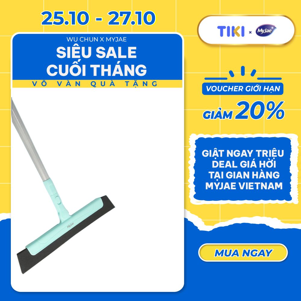 Cây Gạt Nước EVA Đa Năng MyJae Xoay 180 Độ, Chổi Quét Nhà Chống Dính Có Thể Thu Gọn