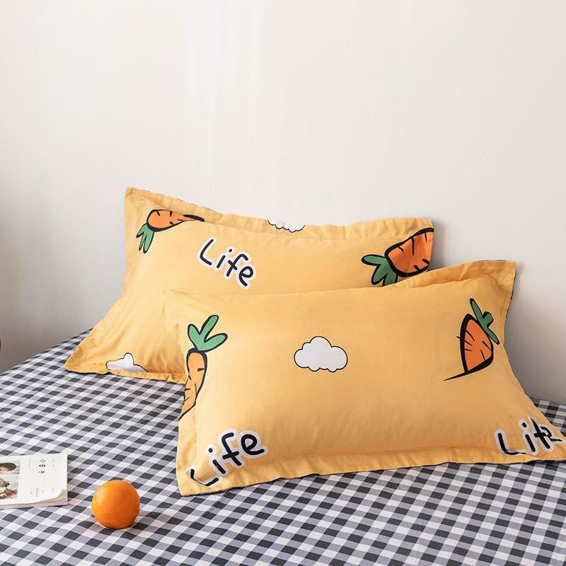 Bộ chăn ga cotton poly M2T Bedding chăn ga Hàn Quốc họa tiết cà rốt life đủ size