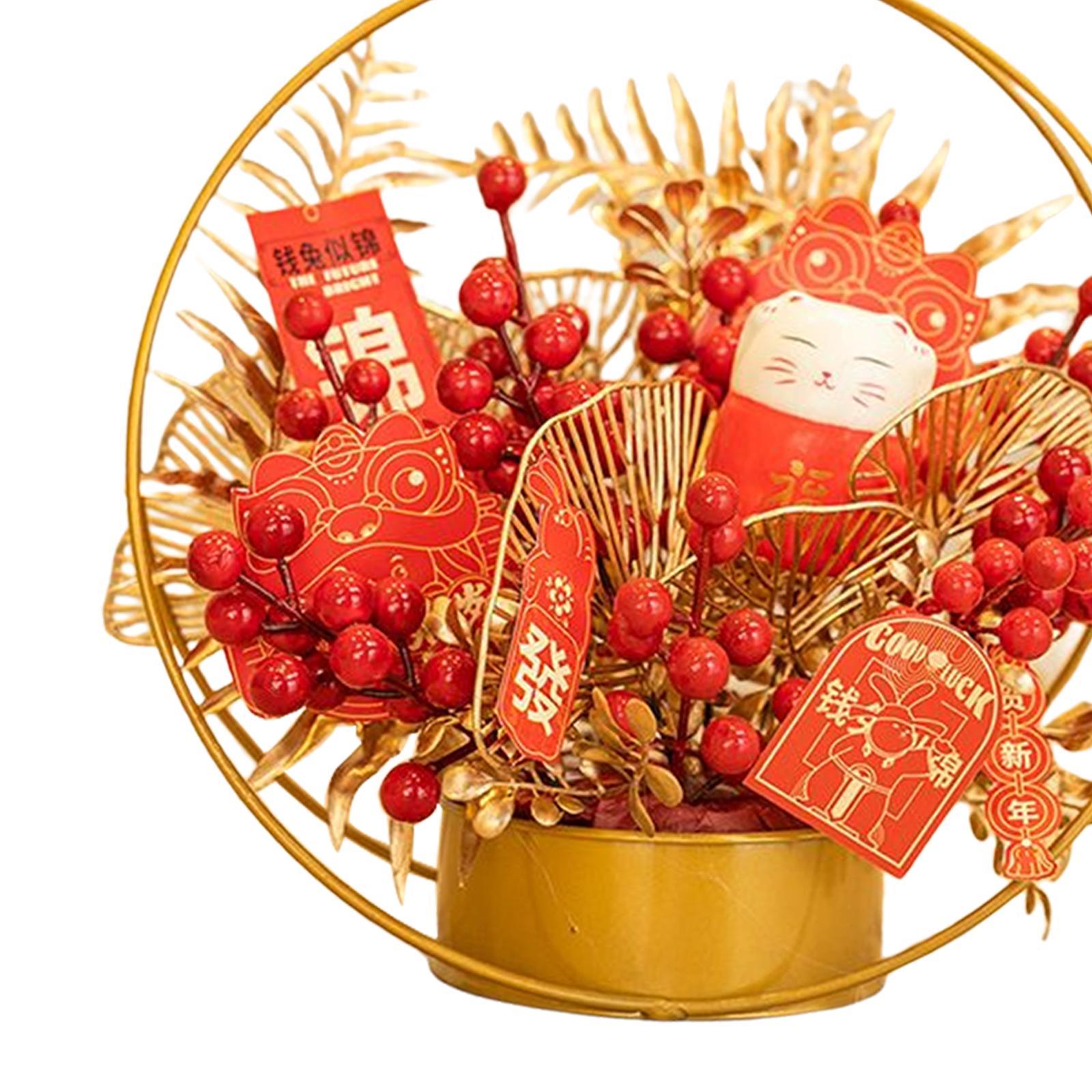 Chinese Flower Iron Basket New Year Ornament Wedding Party Gift Accessory