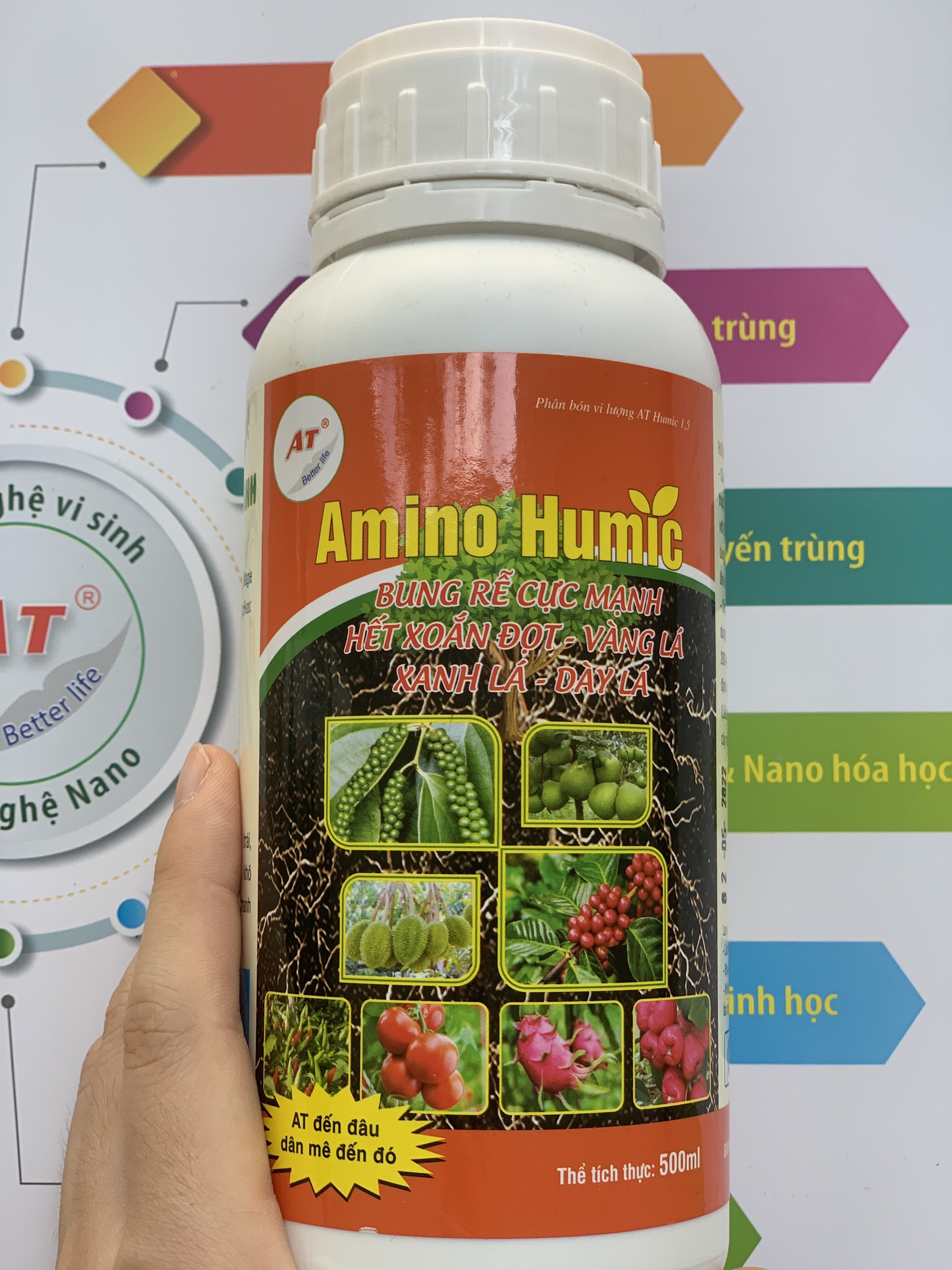 Humic AT 500ml Siêu Bung Rễ Đi Đọt Nhanh Giải Độc Hữu Cơ Cho Cây Trồng, Cải Tạo Đất Tăng Độ Tơi Xốp, Đậu Trái Cho Cây Ăn Quả