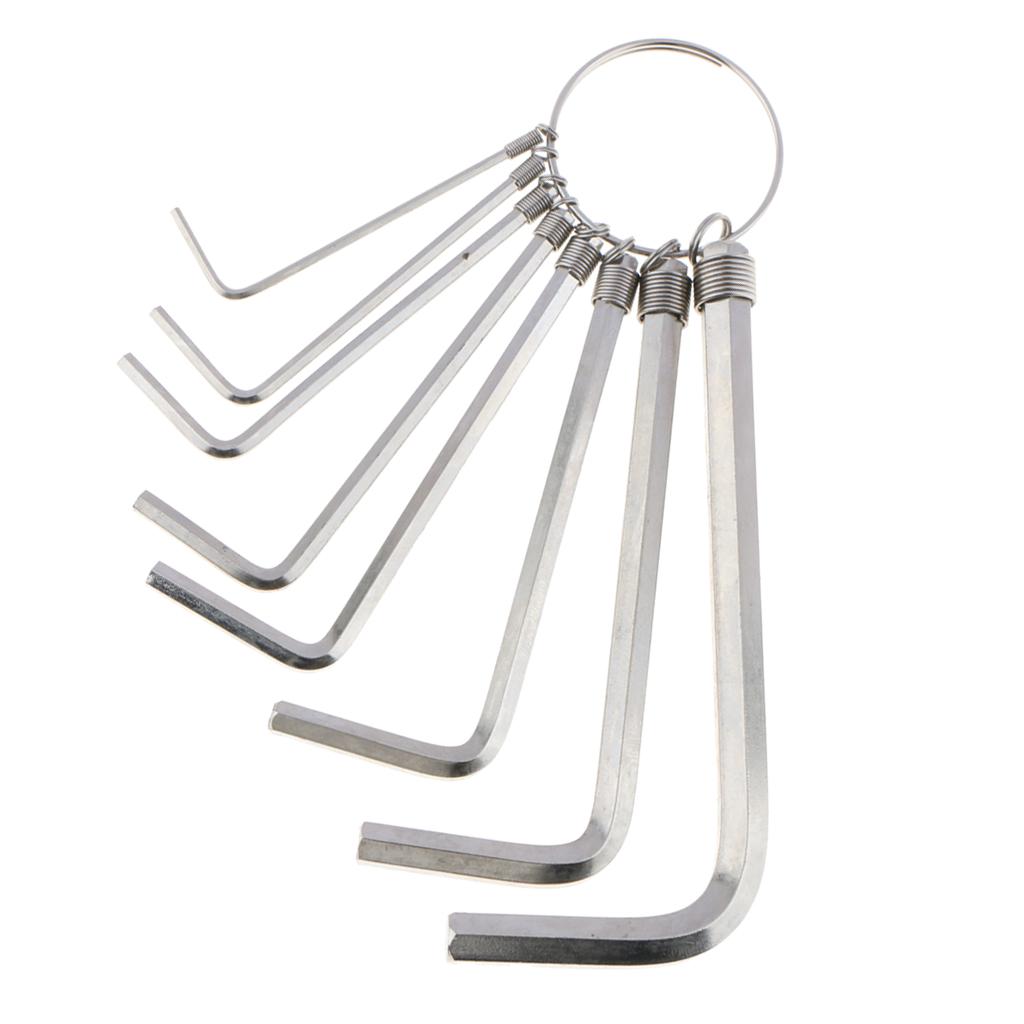8PCS of 8 Sizes L-Shaped Metric Hex Allen Key Carbon Steel Wrench Set Flat Head with A Keychain