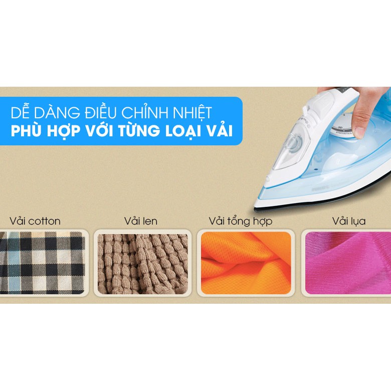 Bàn là hơi nước cầm tay Philips GC1740, công suất 2000W, phun hơi tự động, bảo hành 2 năm| Hàng Chính Hãng