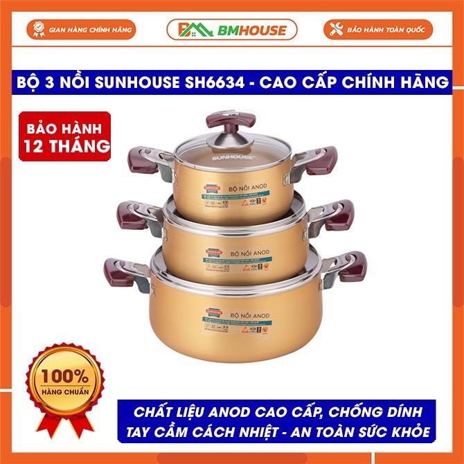 Bộ nồi Anod SH6634 chất liệu nhôm dùng bếp gas bếp hồng ngoại