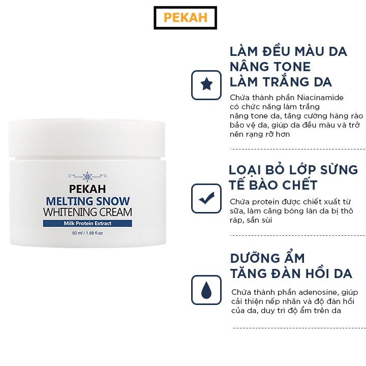 Kem Dưỡng Trắng Nâng Tone Pekah Melting Snow Whitening Cream 50ml