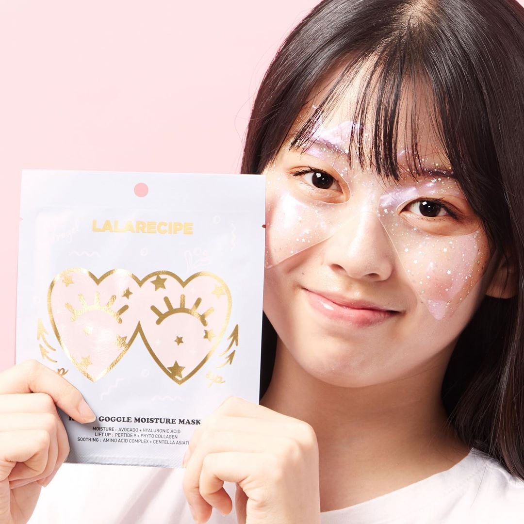 Combo 10 Mặt Nạ Thạch Dưỡng Ẩm &amp; Căng Bóng Da Vùng Mắt, Gò Má LALARECIPE Heart Goggle Moisture Mask 7g + Tặng Kèm 1 Băng Đô Tai Mèo (Màu Ngẫu Nhiên)