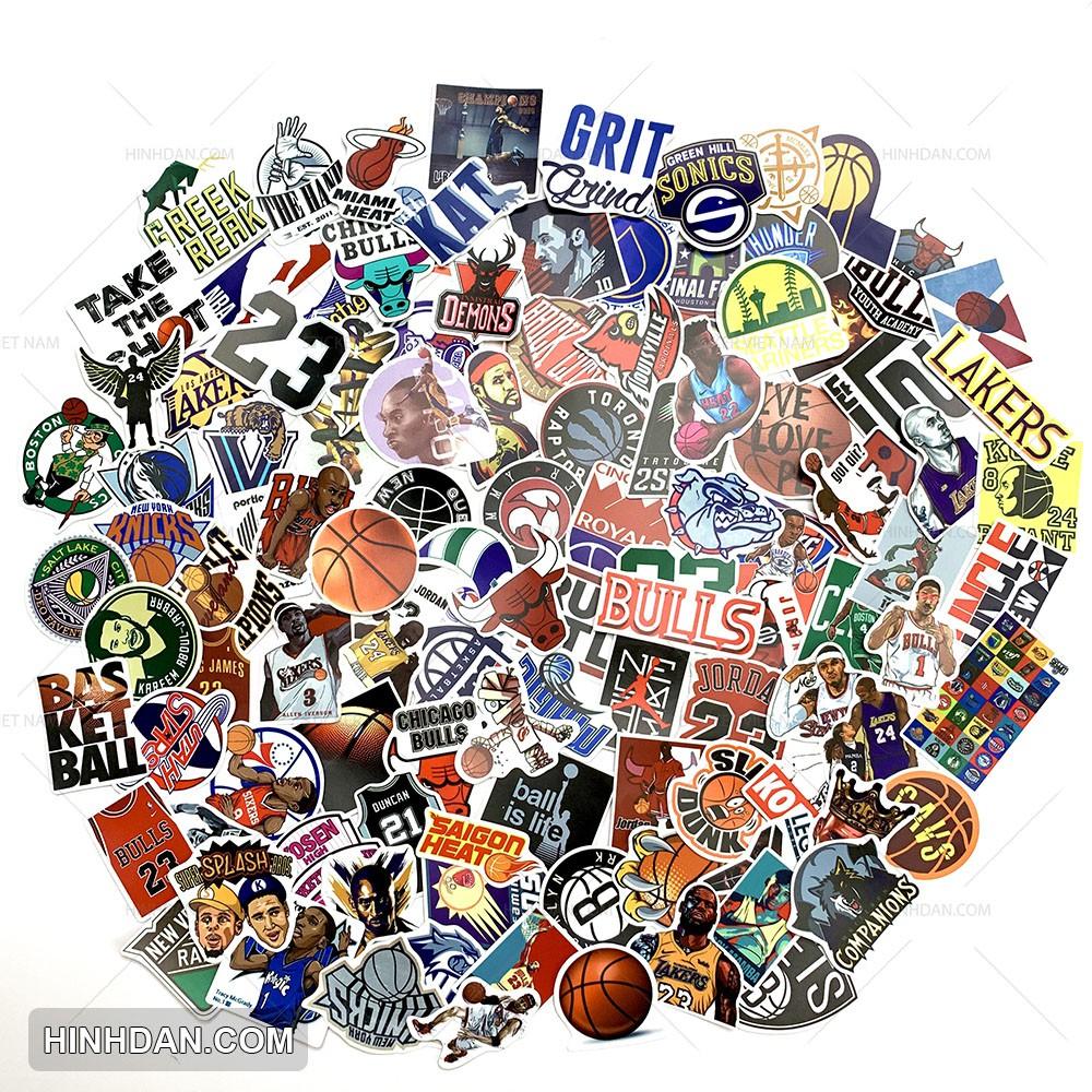 NBA Sticker - Hình dán Bóng Rổ - Dán Trang Trí - Chất Liệu PVC Cán Màng Chất Lượng Cao Chống Nước, Chống Nắng, Không Bong Tróc Phai Màu - Kích thước 4-7cm