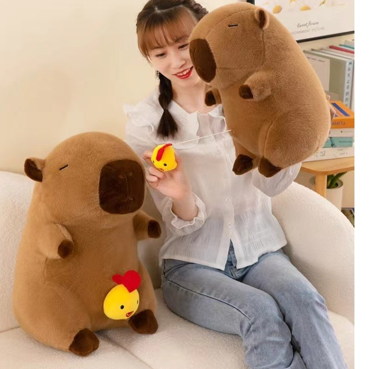 Thú nhồi bông capybara ciu gà đáng yêu - Size từ 35cm đến 65cm - Quà tặng gấu bông capybara có ciu hình gà kéo ra được
