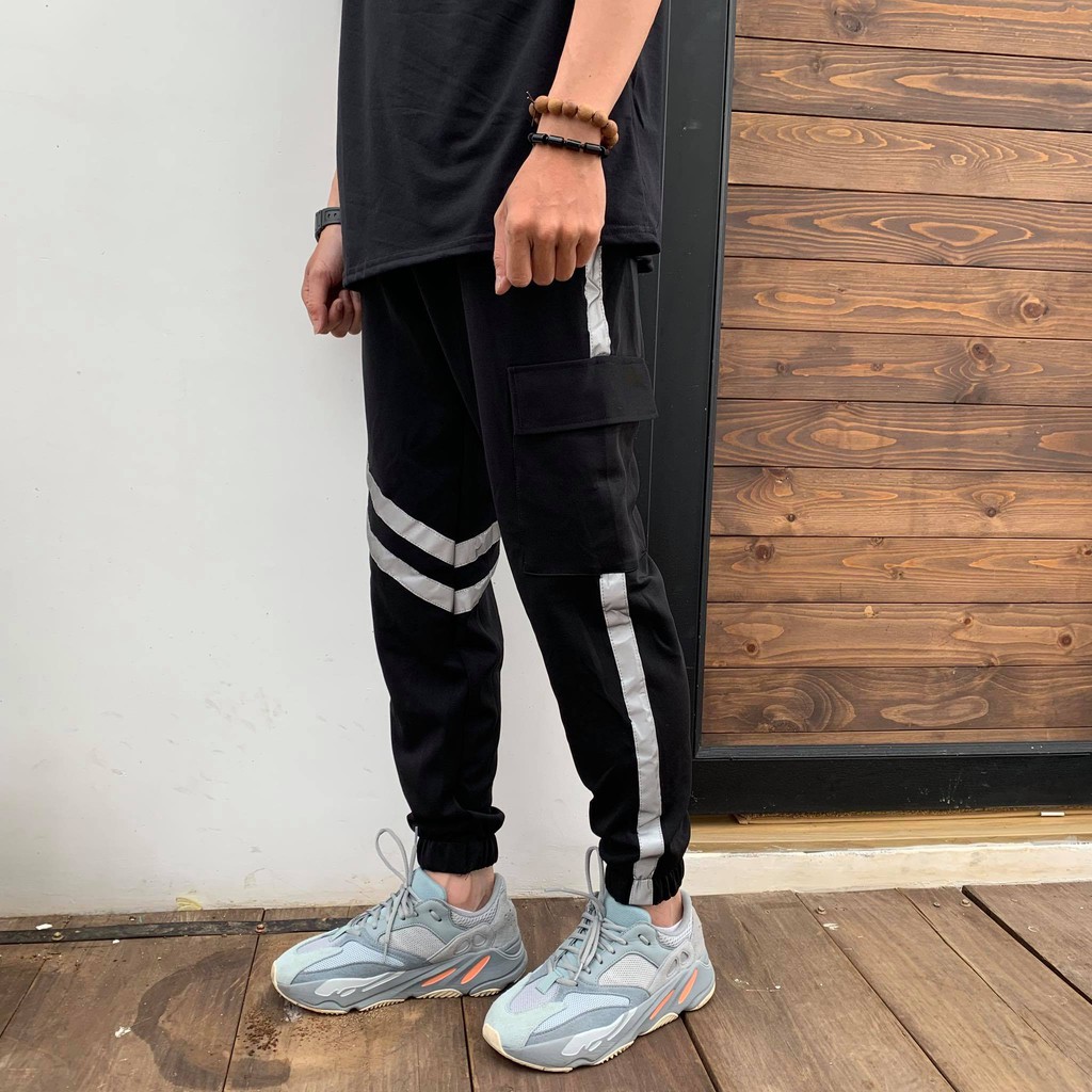 Quần Jogger Nam Nữ Sọc Phản Quang Túi Hộp Unisex - Quần Thể Thao Tập Gym