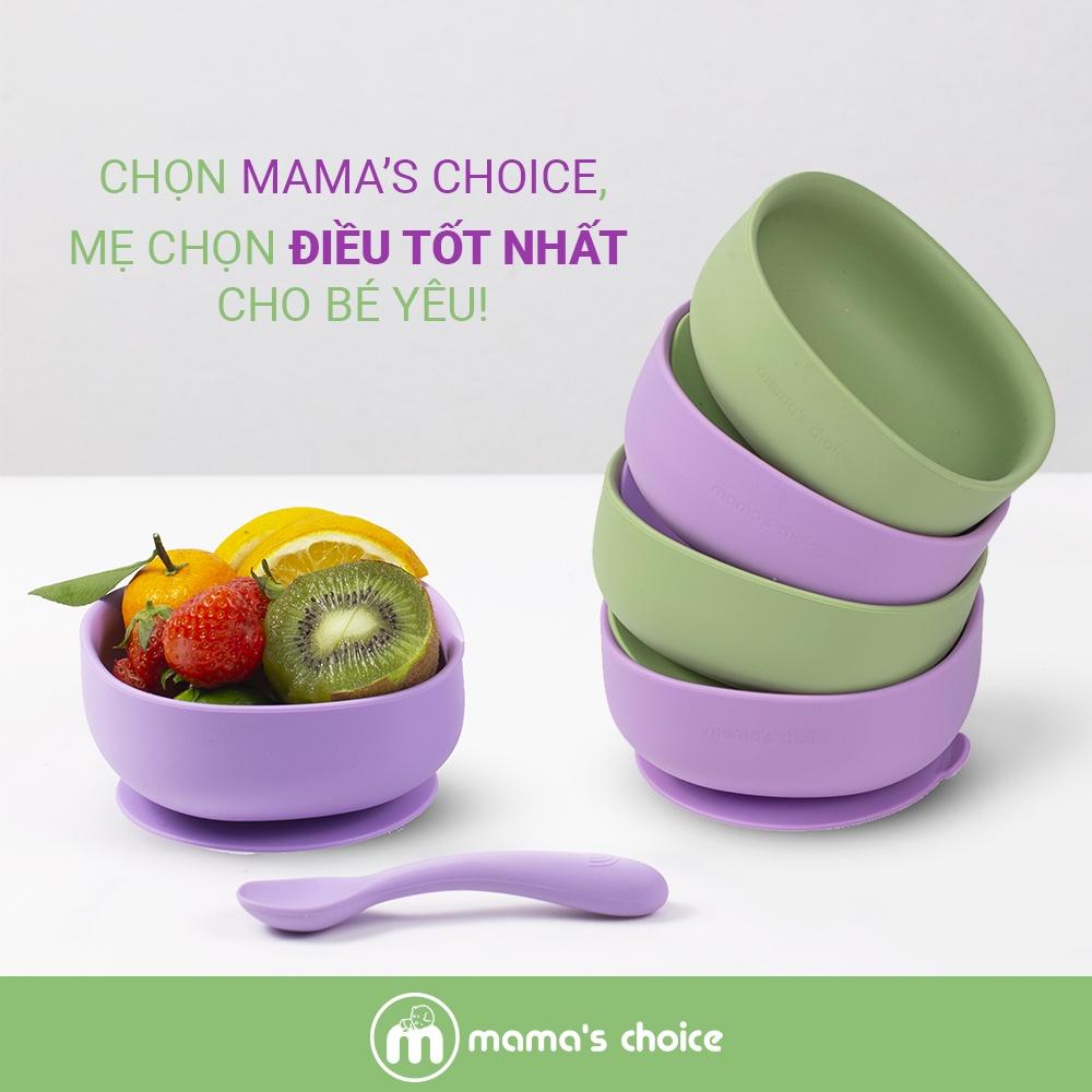 Bộ Ăn Dặm Cho Bé Thương Hiệu Mama's Choice, Combo Ăn Dặm Bát-Khay-Yếm-Thìa-Cốc Silicone Cao Cấp