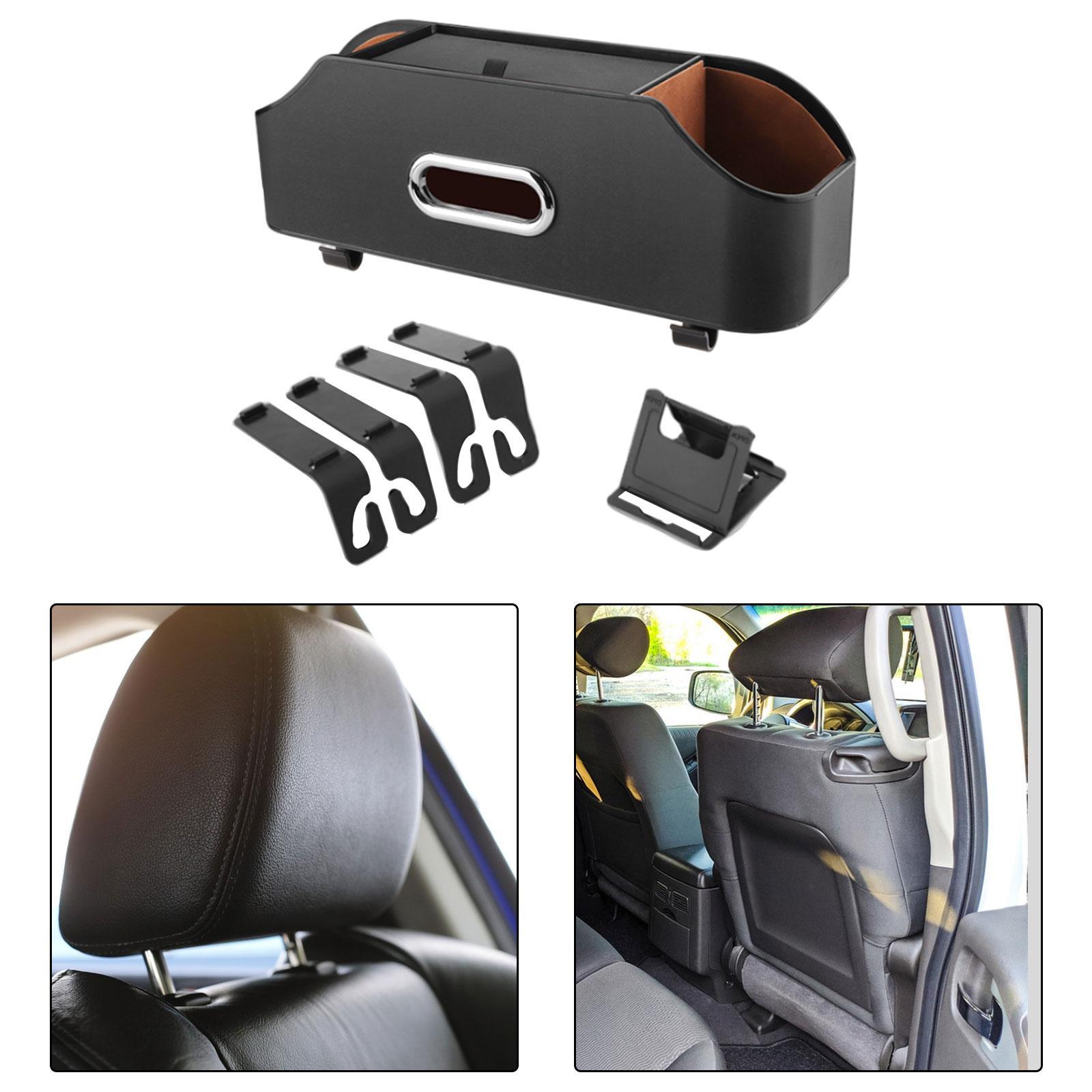 Car Seat Back Organizer Tissue Holder with Hooks Hanger Backseat Storage Box