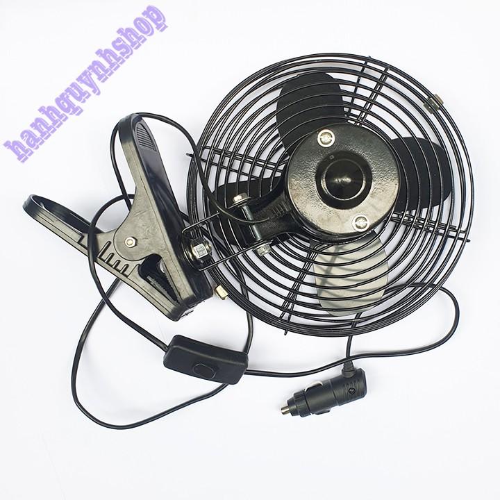 Quạt Kẹp Lồng Sắt Cánh Sắt 22cm Màu Đen Kẹp Trên Ô Tô Xe Hơi