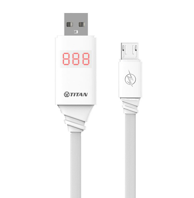 Cáp sạc nhanh Thông minh hiện thị đèn LED Micro USB Titan CI07 - Hàng chính hãng