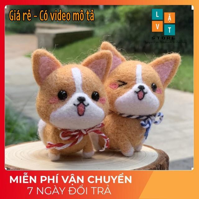 Bộ len chọc Hình Chó Corgi giành cho người mới bắt đầu - Handmade, chọc len, len thô