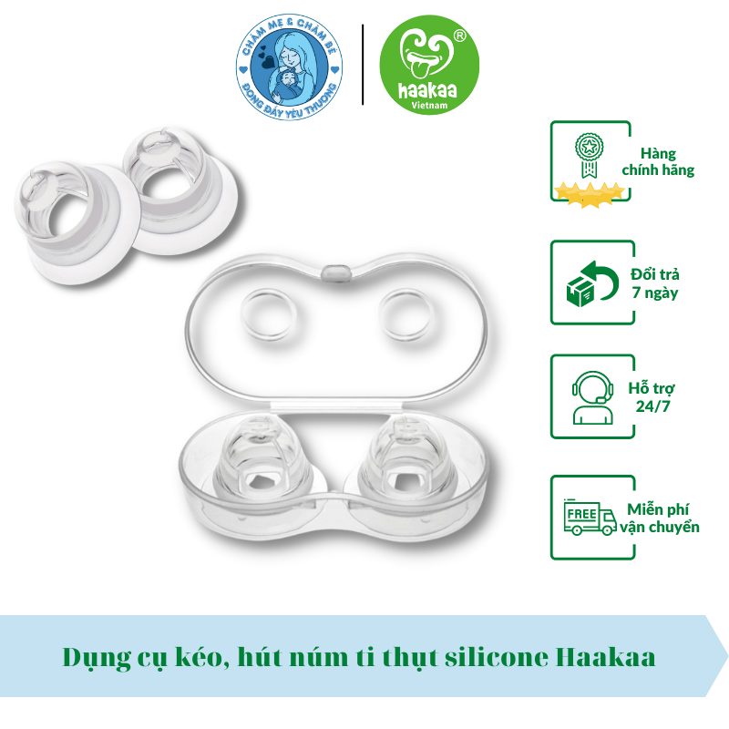 Dụng cụ kéo, hút núm ti thụt Silicone Haakaa