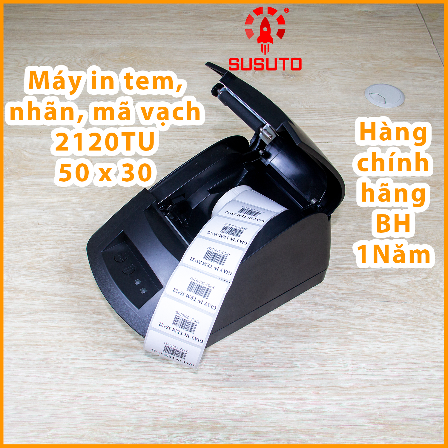 Máy in tem mã vạch khổ 56mm hàng chính hãng GP-2120TU