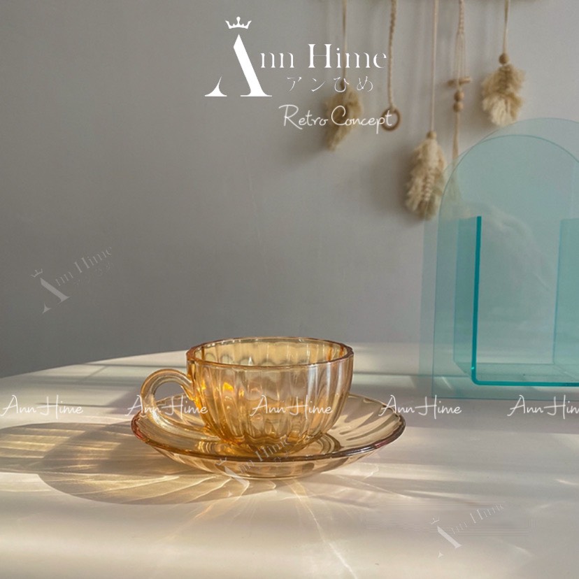 Ly Thủy Tinh Cốc Thủy Tinh Kiểu Vintage Châu Âu Cổ Điển Màu Hổ Phách