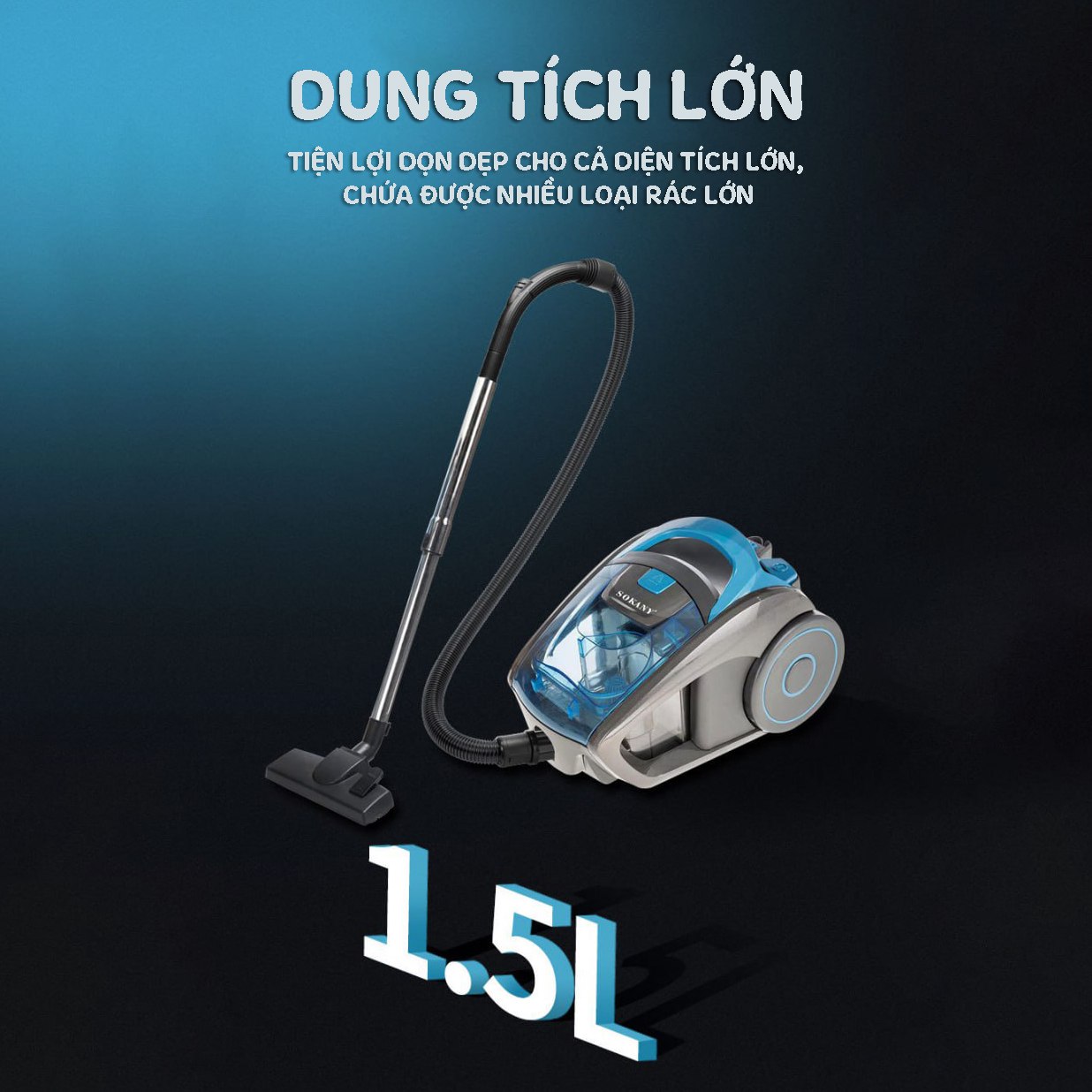 Máy hút bụi cầm tay gia đình SOKANY SK3372 công suất 2500W, dung tích 1,5L, hút mọi loại bụi trong nhà - HÀNG CHÍNH HÃNG - DELIYA