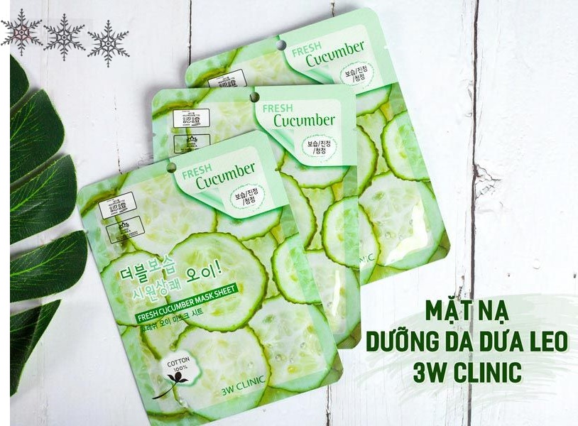 Mặt nạ dưỡng ẩm da chiết xuất dưa leo 3W Clinic Fresh Cucumber Mask Sheet 23ml