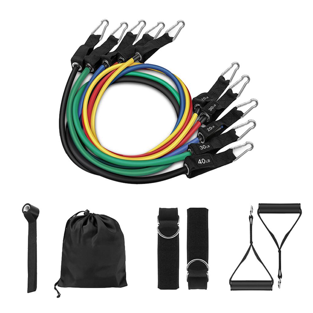 11 Pieces Resistance Bands Set with Foam Handles Workout Bands Gym Yoga Kit