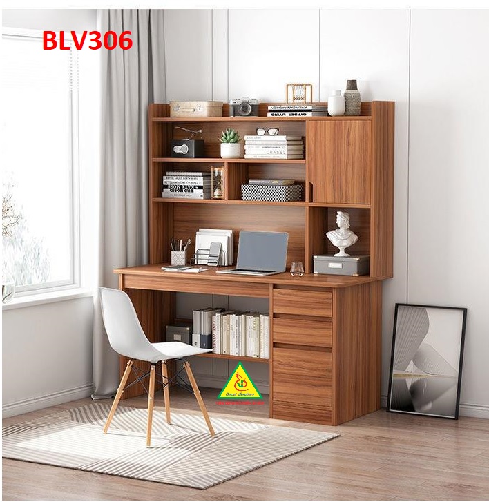 Bàn làm việc, bàn học liền kệ bằng gỗ MDF BLV306
