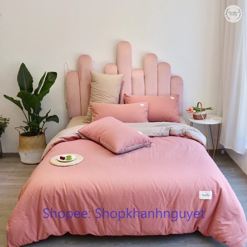 Bộ ga gối 5 món Cotton tici phong cách Hàn quốc mịn mát sang trọng