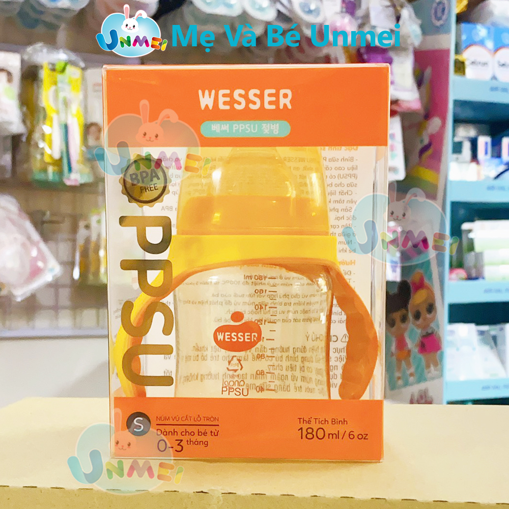 Bình sữa PPSU Wesser cổ rộng 180ml BS027