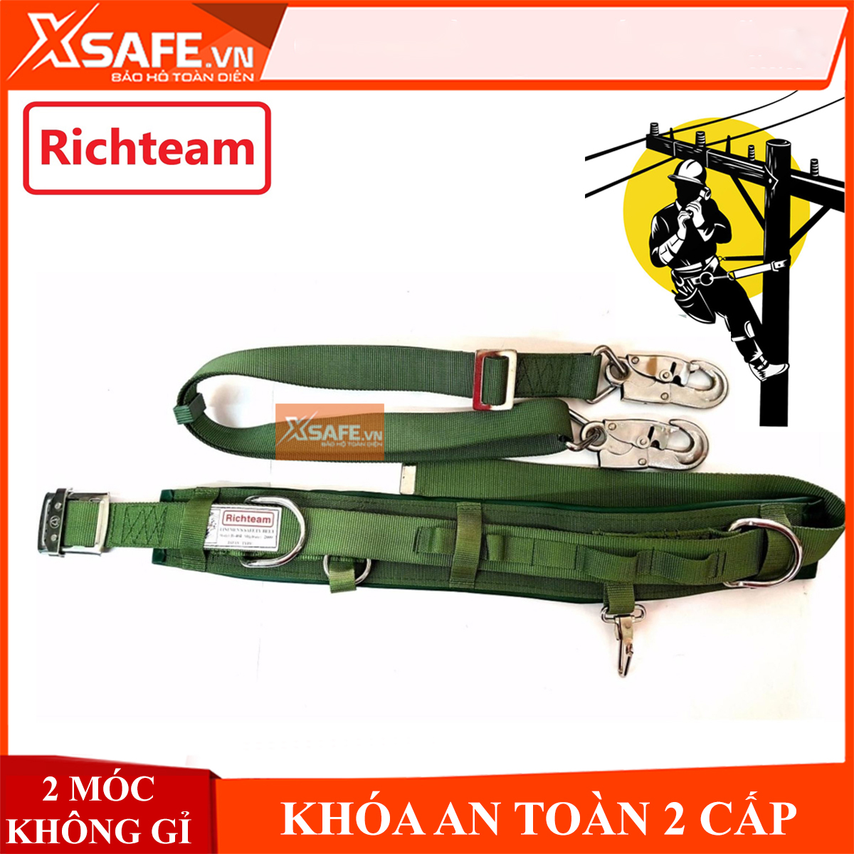 Dây đai an toàn điện lực Richteam - 2 móc thép