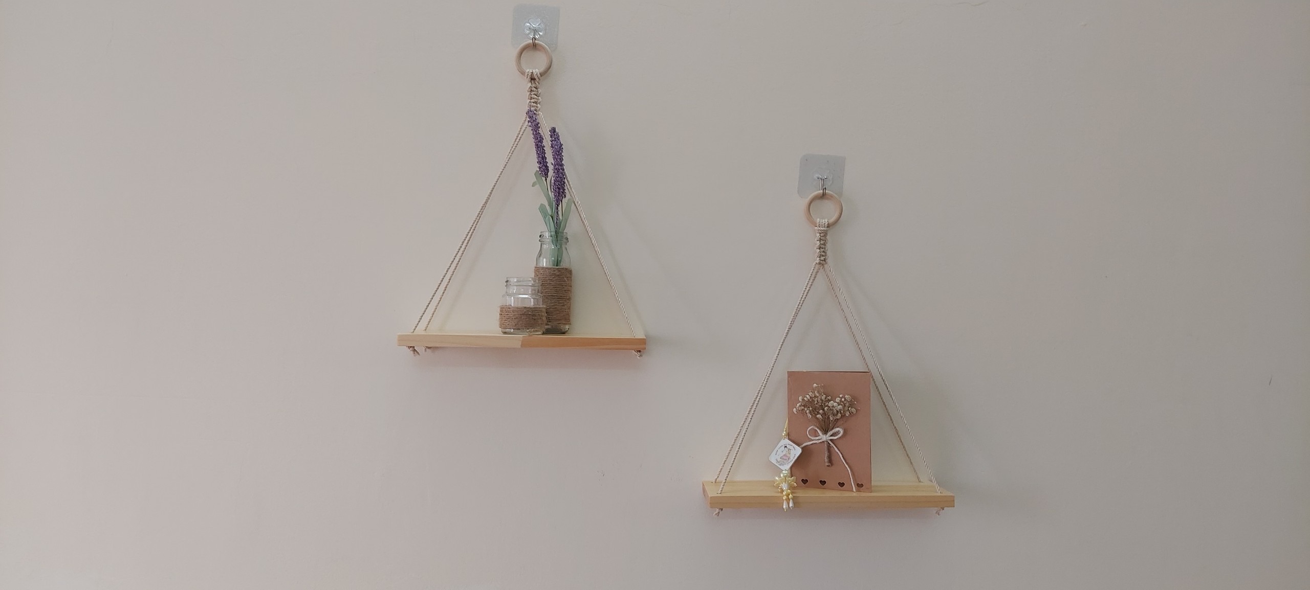 Set 2 kệ trang trí dây treo tường kệ gỗ decor 30x10x1,5cm