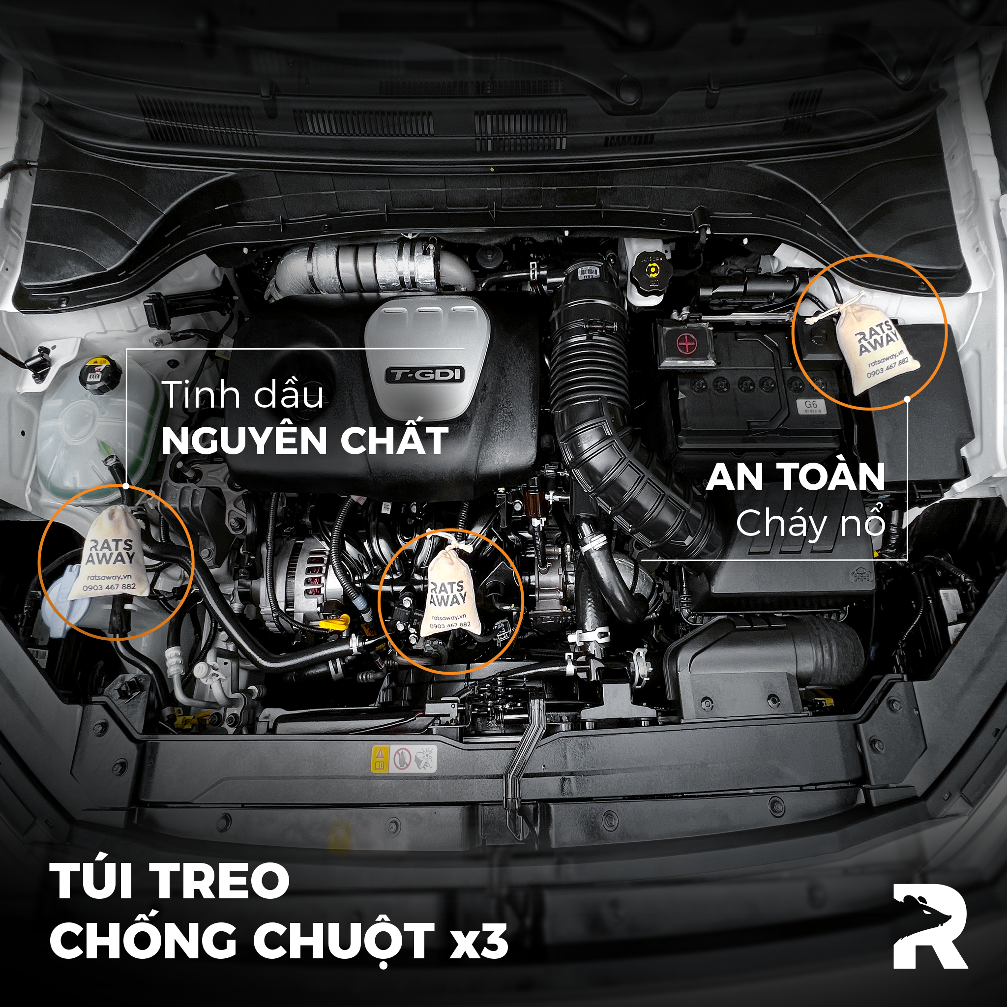 Combo đuổi chuột: Chai xịt + Túi treo RATS AWAY