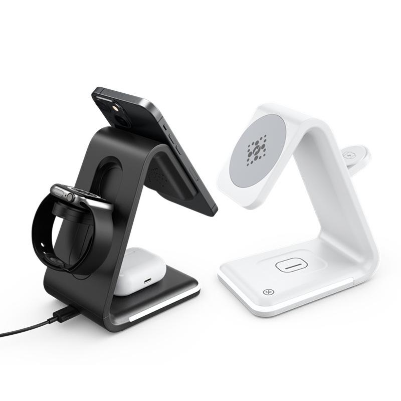 Giao hàng nhanh Bộ ba trong một 15W mới cho tai nghe đồng hồ Apple 13 Bộ sạc không dây hút từ tính Bộ sạc không dây đa năng bốn trong một
